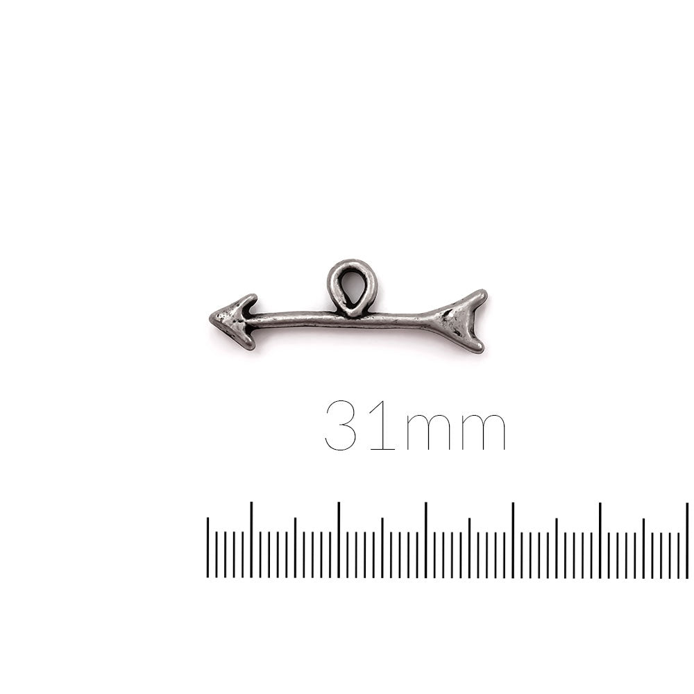 alt="antique pewter arrow charm"