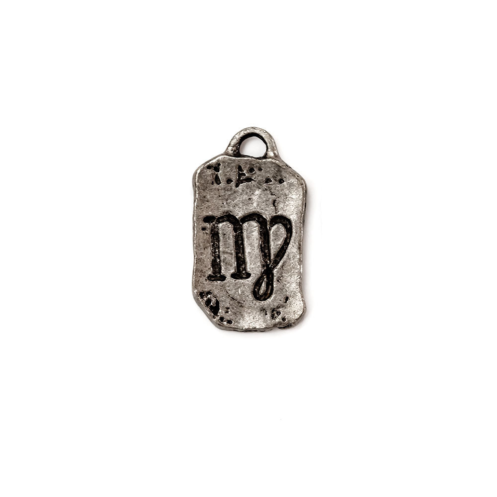 alt="elements of antiquity antique pewter virgo zodiac tag pendant"