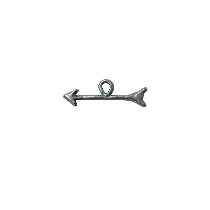 alt="artisan verdigris arrow charm"