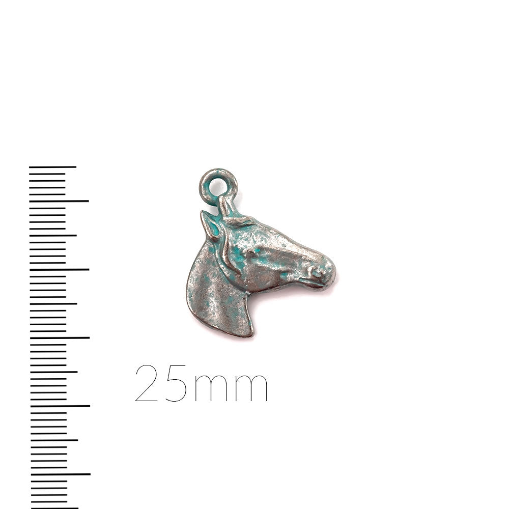 alt="Artisan Verdigris Horse Pendant"