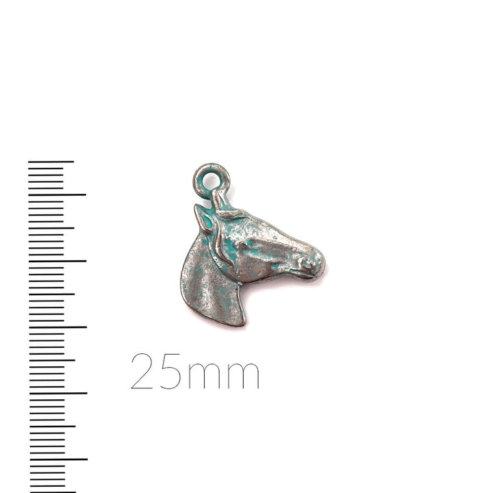 alt="Artisan Verdigris Horse Pendant"
