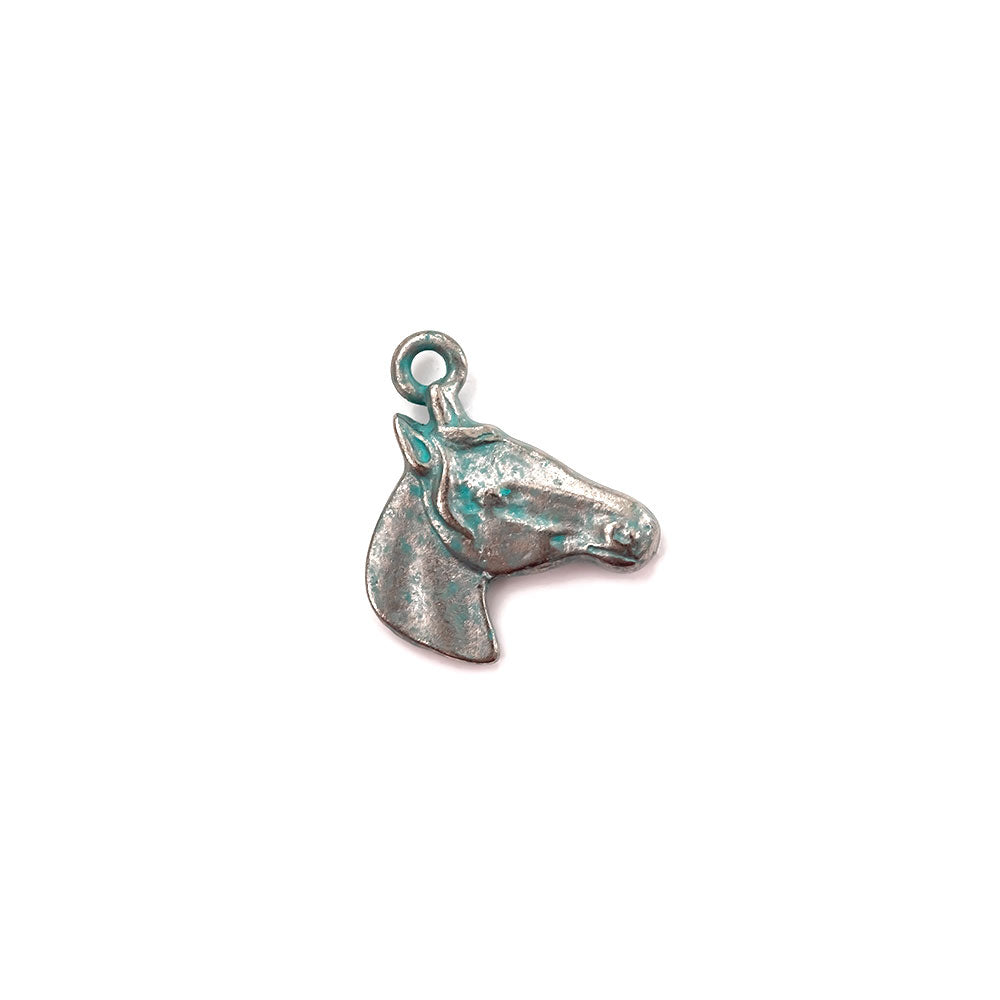 alt="Artisan Verdigris Horse Pendant"