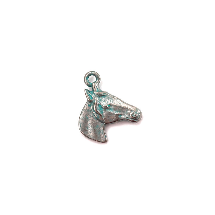 alt="Artisan Verdigris Horse Pendant"