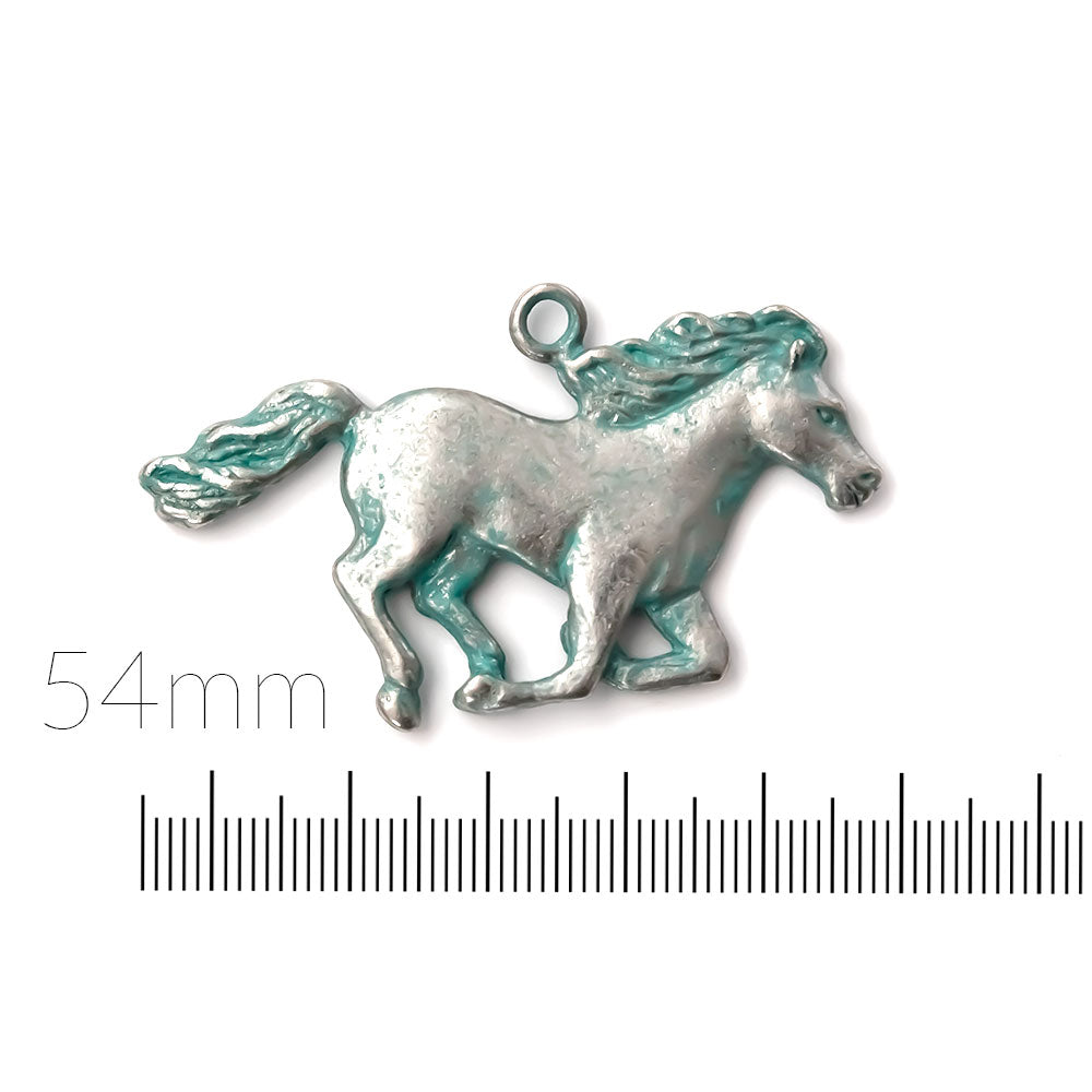 alt="artisan verdigris horse pendant"