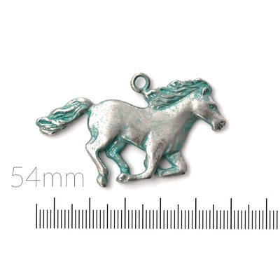 alt="artisan verdigris horse pendant"