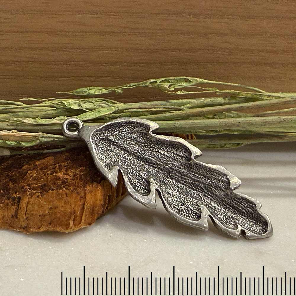 48mm Antique Pewter Feather Pendant