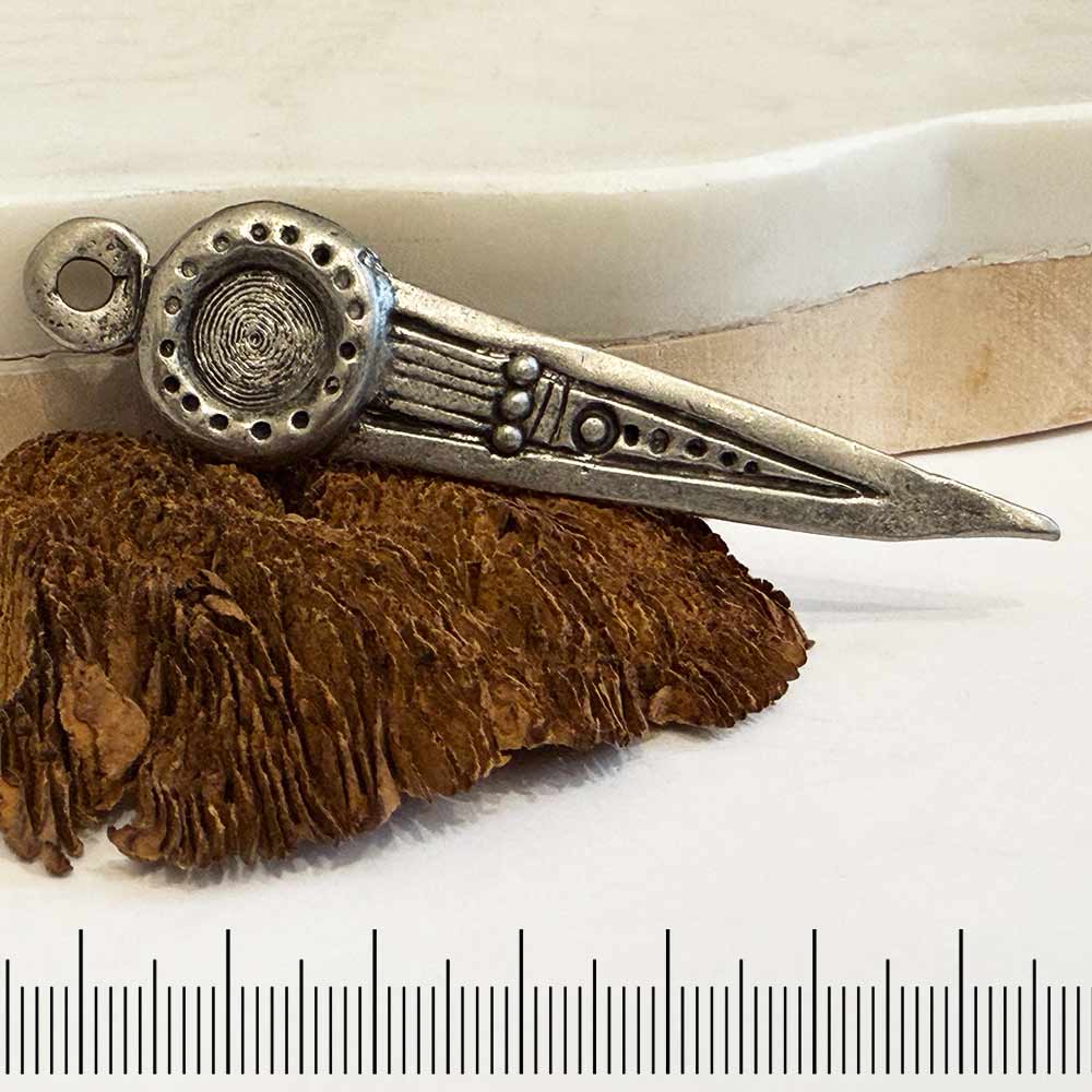 Antique Pewter Bezel Dagger Pendant