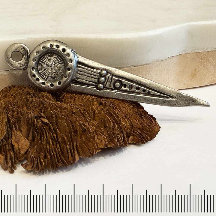 Antique Pewter Bezel Dagger Pendant