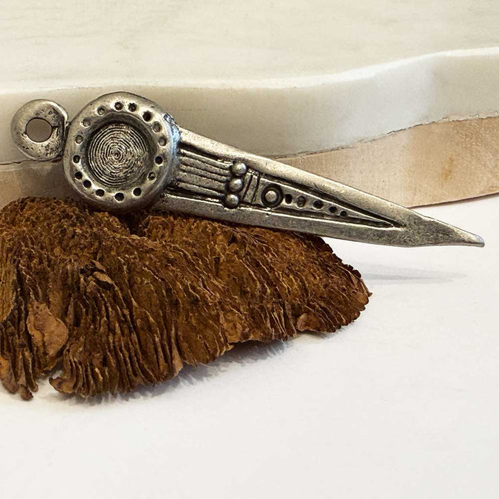 Antique Pewter Bezel Dagger Pendant