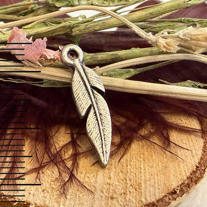 Antique Pewter Small Native Feather Charm