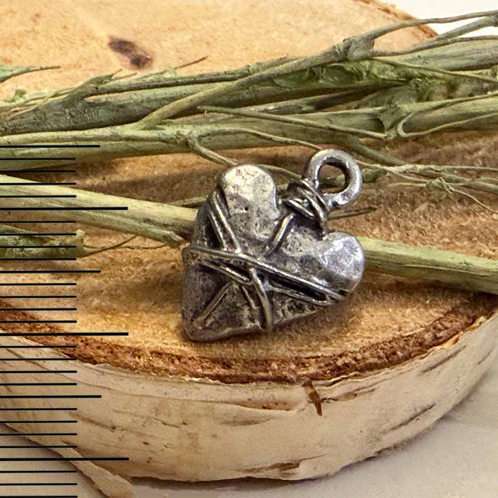 Antique Pewter Wrapped Heart