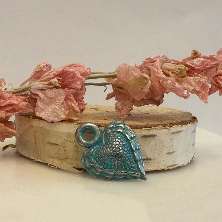 Artisan Verdigris Textured Heart Charm