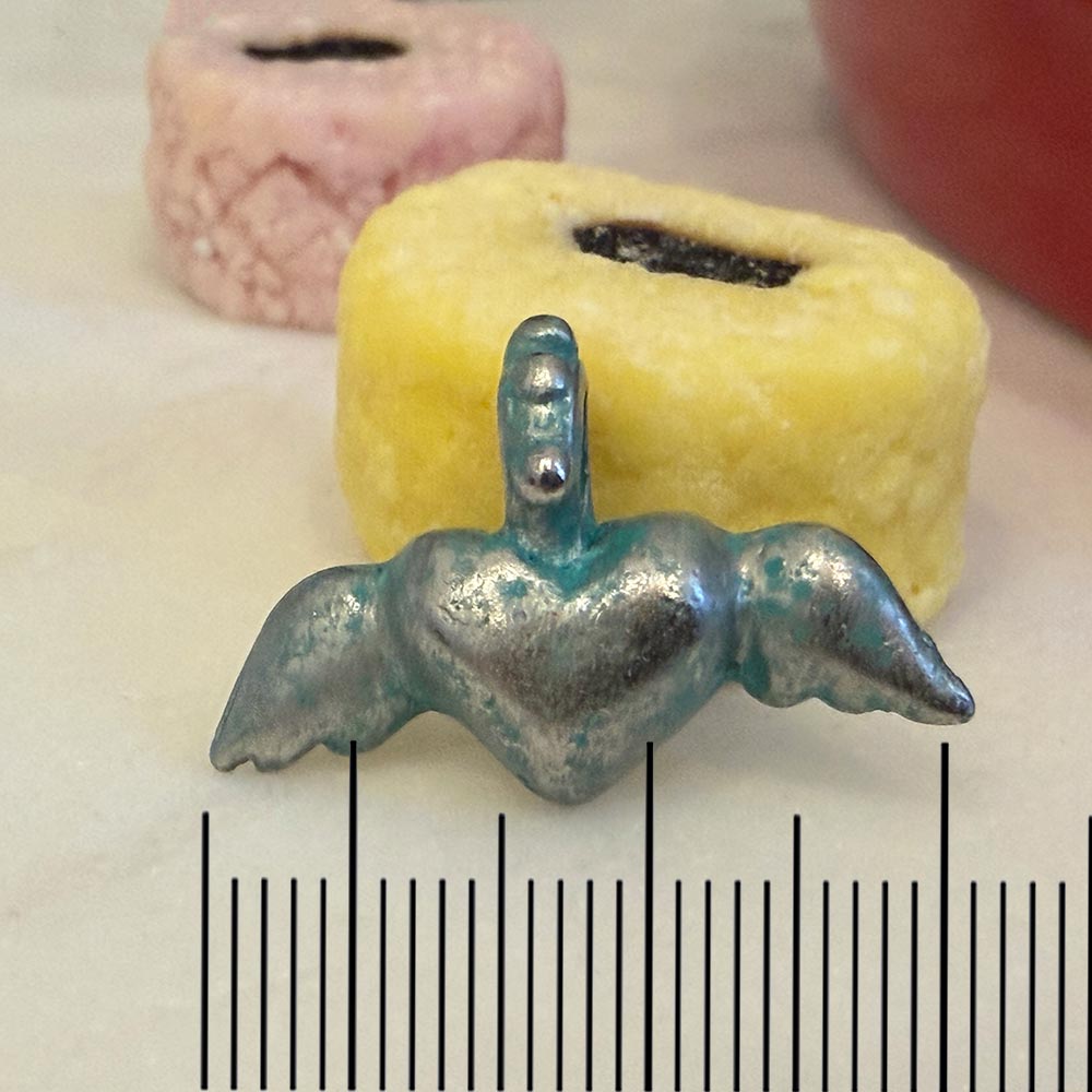 Artisan Verdigris Winged Heart Charm