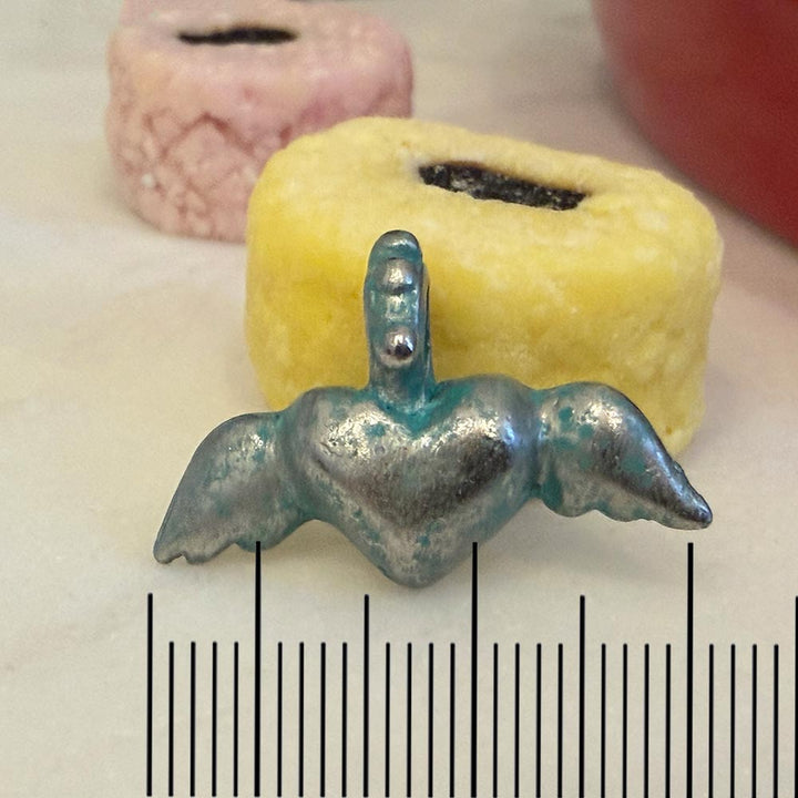 Artisan Verdigris Winged Heart Charm