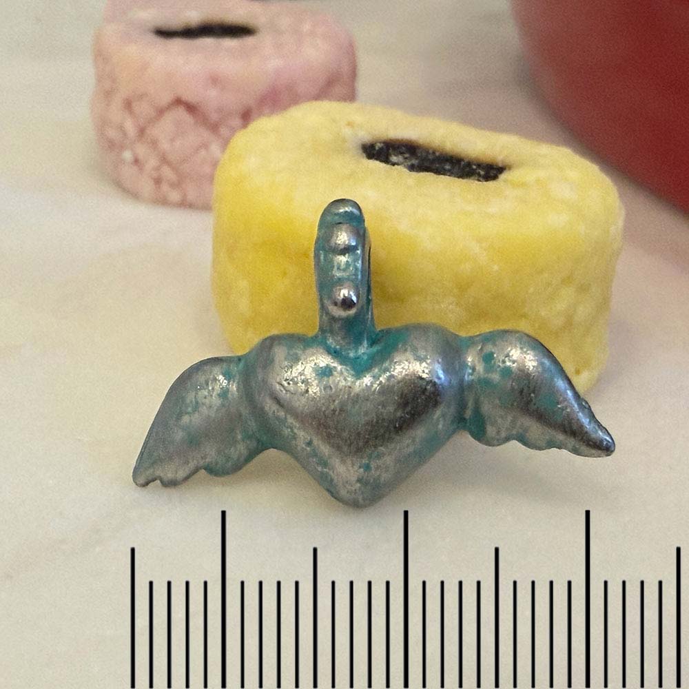 Artisan Verdigris Winged Heart Charm