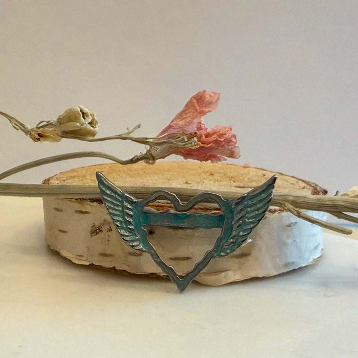 Artisan Verdigris Winged Heart Connector