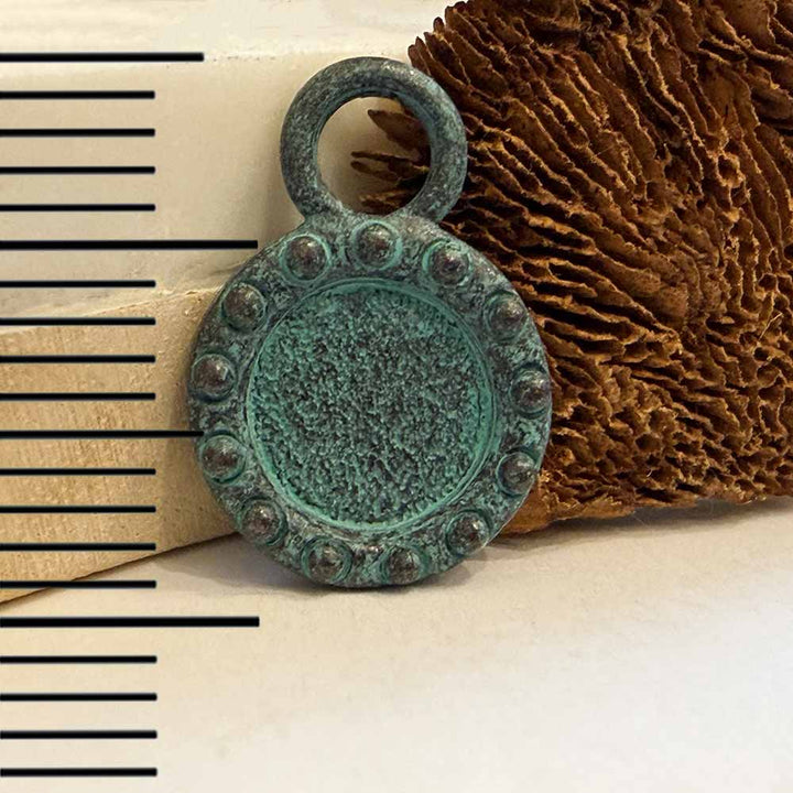 Rustic Patina Textured Bezel Charm