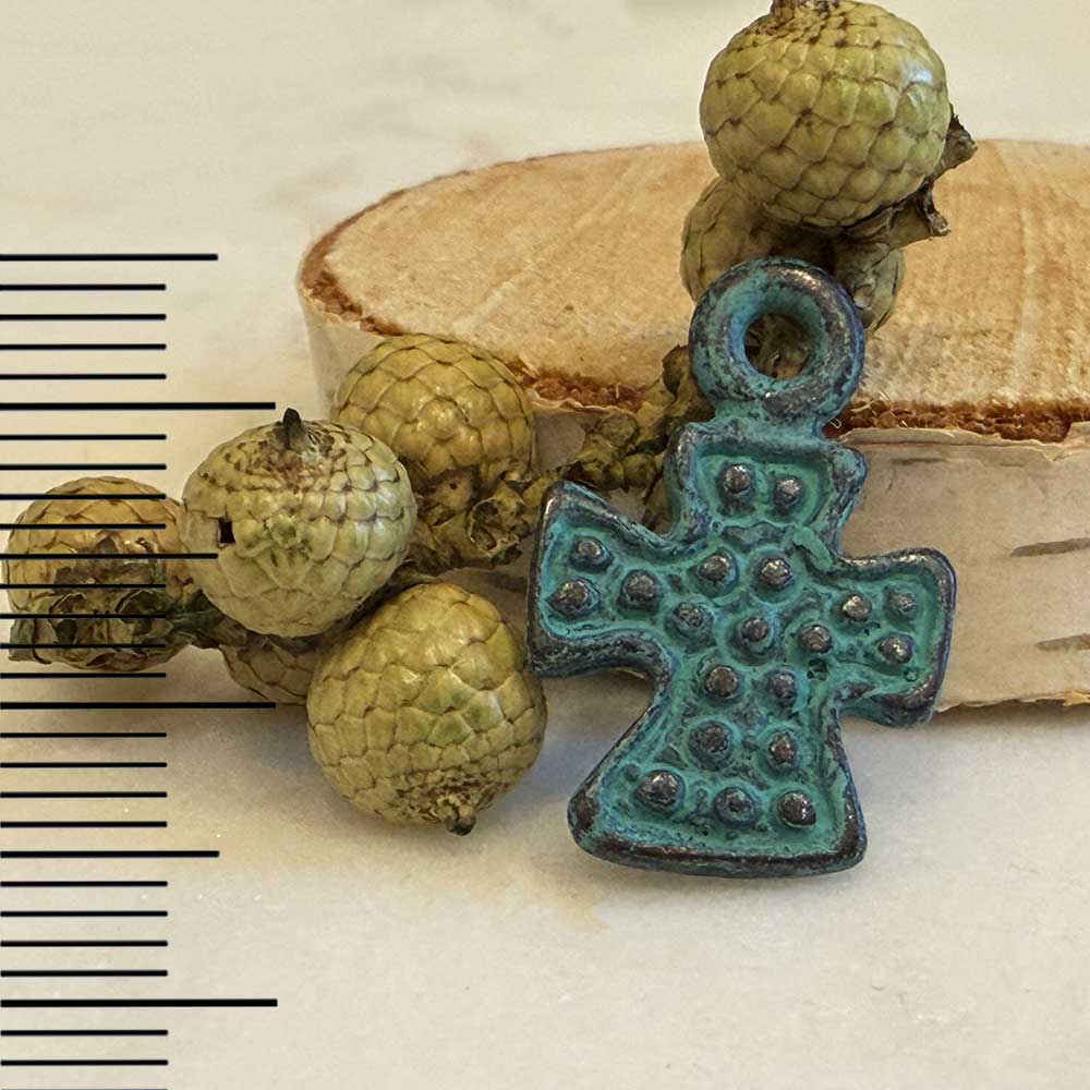 Rustic Patina Textured Cross Charm