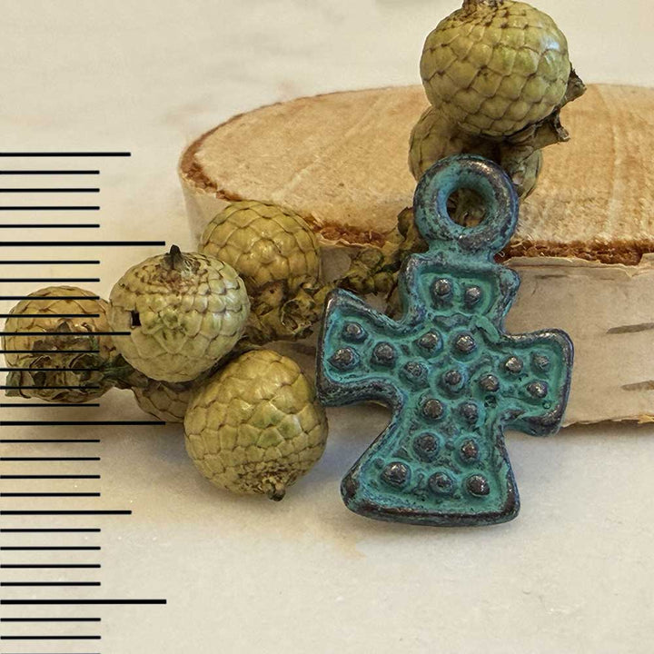 Rustic Patina Textured Cross Charm