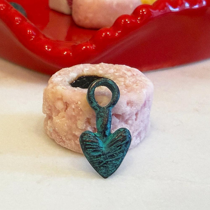 Rustic Patina Textured Heart Charm