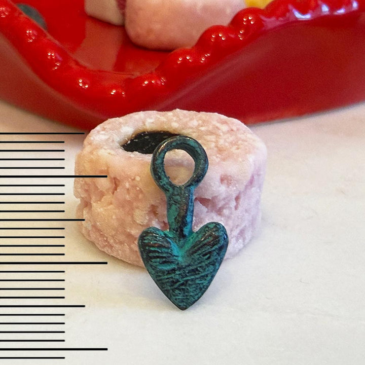 Rustic Patina Textured Heart Charm