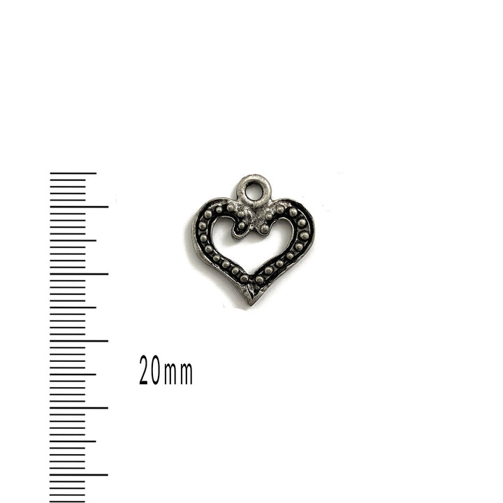 Antique Pewter Matte Dotted Heart Charm