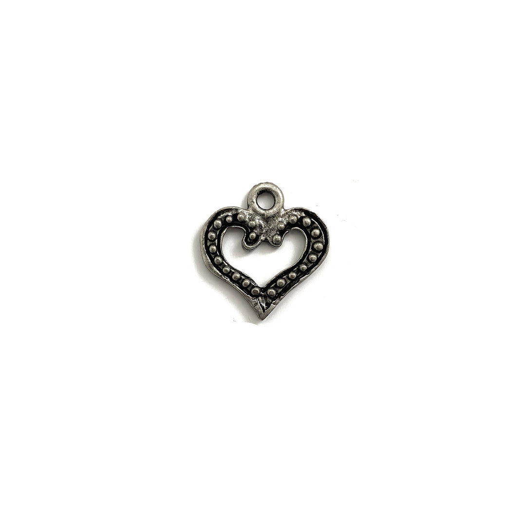 Antique Pewter Matte Dotted Heart Charm