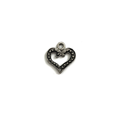 Antique Pewter Matte Dotted Heart Charm
