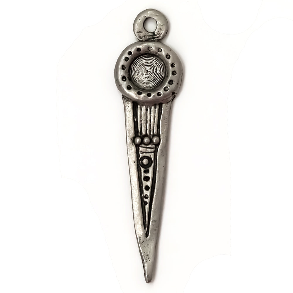 alt="elements of antiquity antique pewter 73mm bezel dagger pendant"