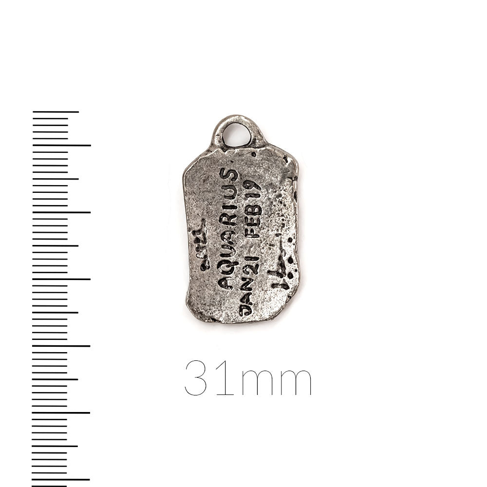 alt="elements of antiquity antique pewter aquarius zodiac tag pendant"
