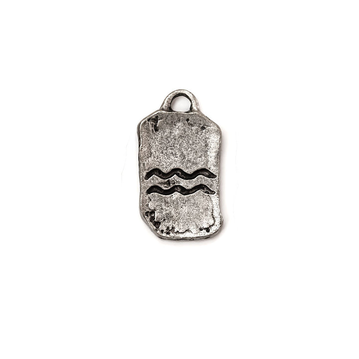 alt="elements of antiquity antique pewter aquarius zodiac tag pendant"