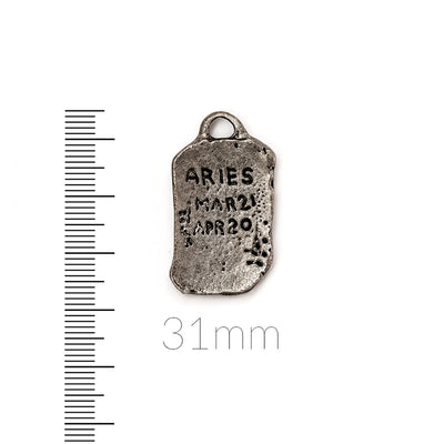 alt="elements of antiquity antique pewter aries zodiac tag pendant"