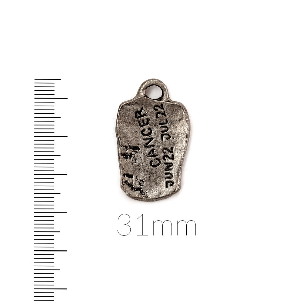 alt="elements of antiquity antique pewter cancer zodiac tag pendant"