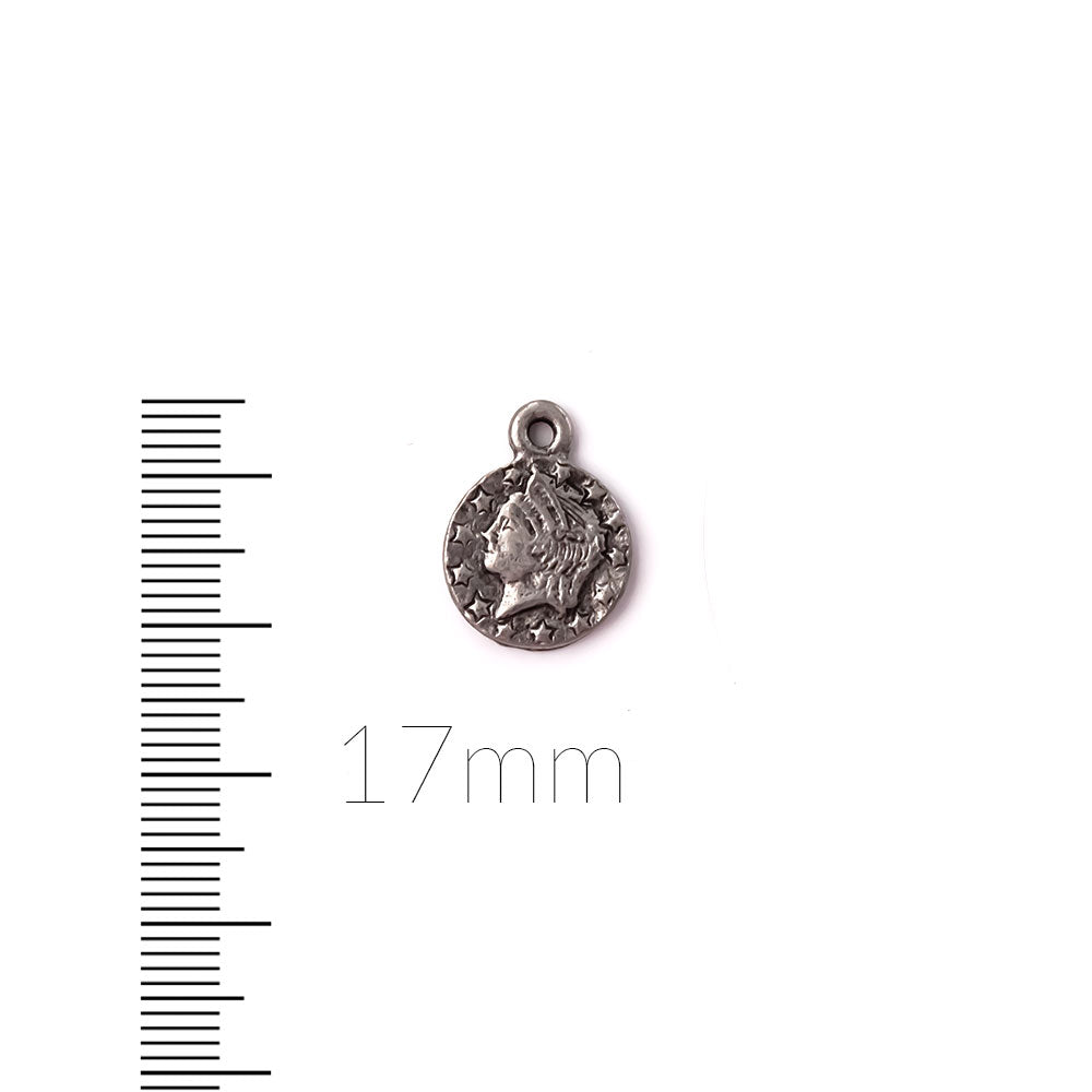 alt="elements of antiquity antique pewter egyptian coin charm"