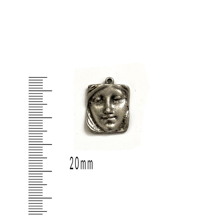 Antique Pewter Feminine Face Charm