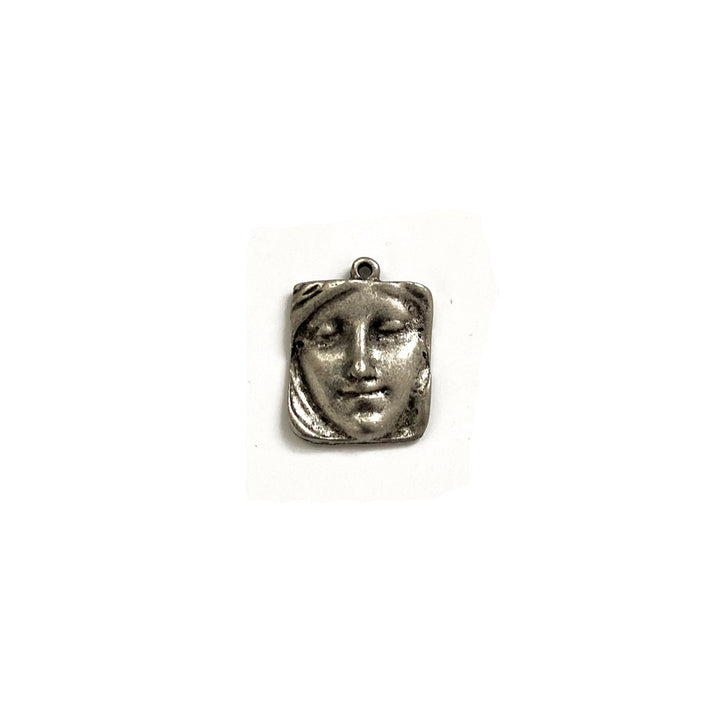 Antique Pewter Feminine Face Charm