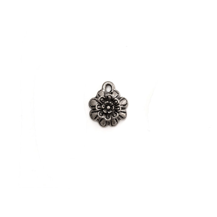 alt="elements of antiquity antique pewter flower charm"