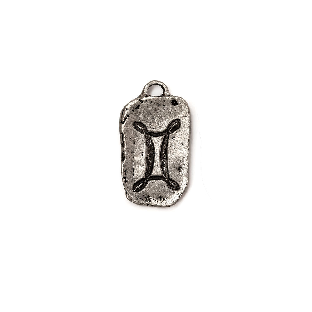 alt="elements of antiquity antique pewter gemini zodiac tag pendant"