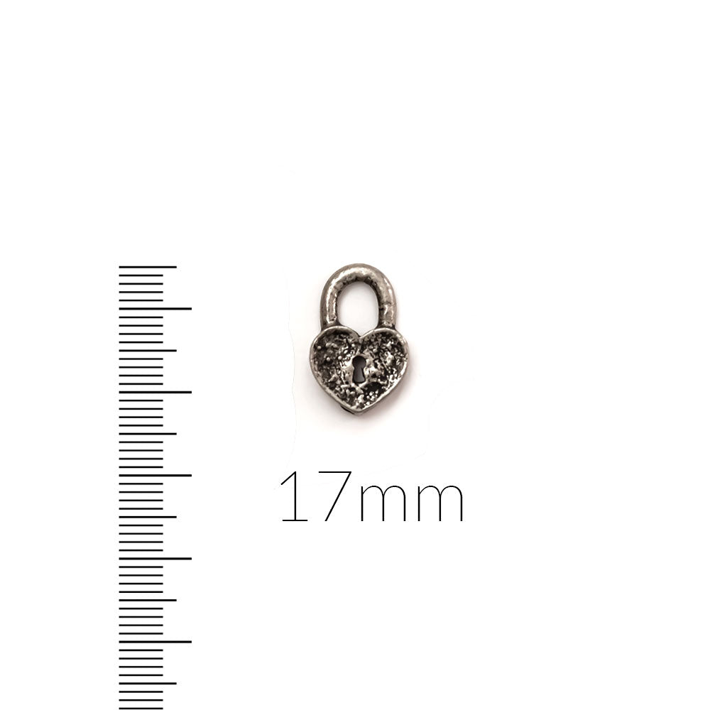 Antique Pewter Heart Lock Charm