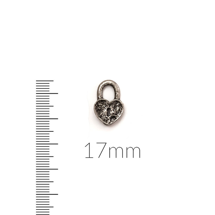 Antique Pewter Heart Lock Charm