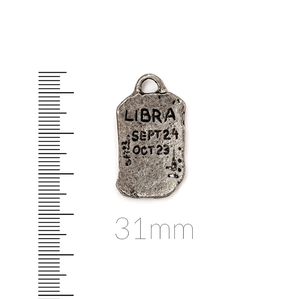 alt="elements of antiquity antique pewter libra zodiac tag pendant"