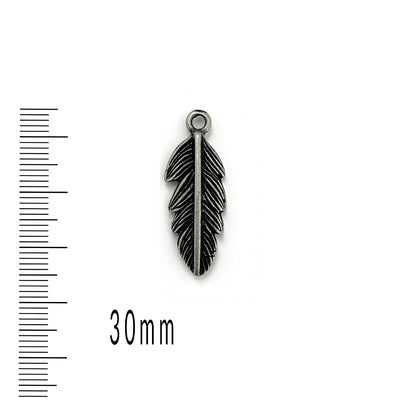 Antique Pewter Matte 30mm Feather Charm