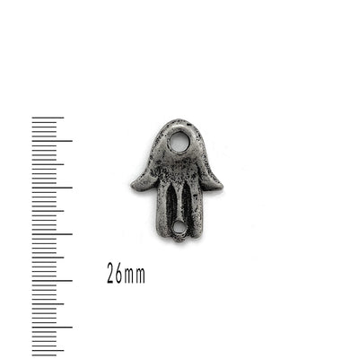 alt=Elements of Antiquity Antique Pewter Matte Hamsa Palm Connector"