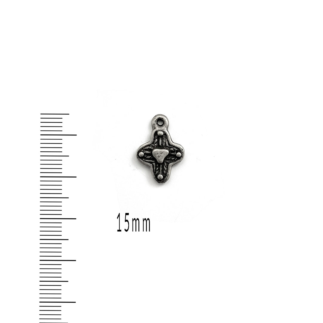 alt="Elements of Antiquity Antique Pewter Matte Textured Heart Cross Charm"