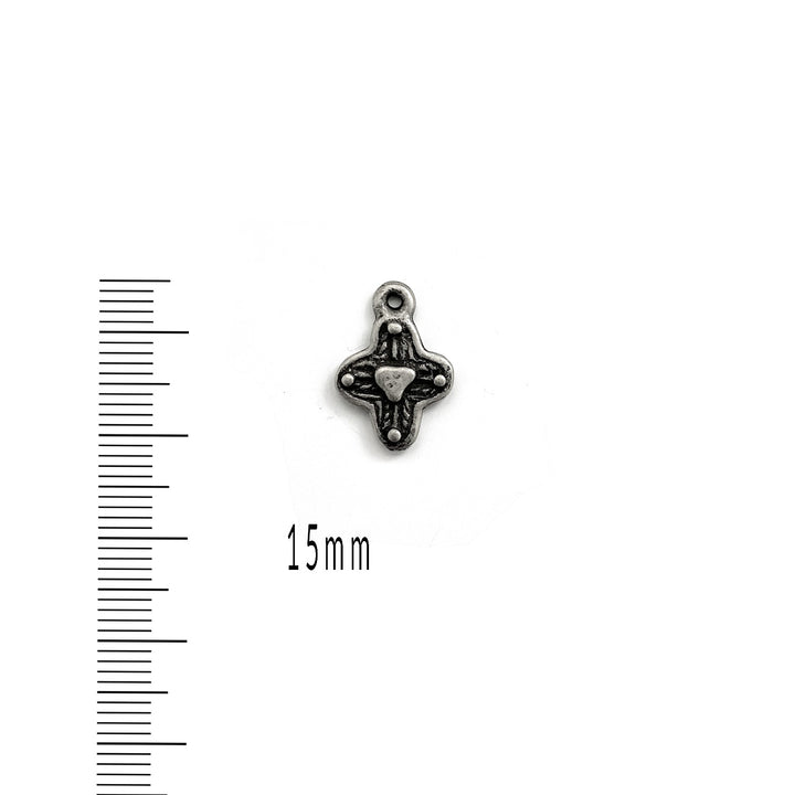 alt="Elements of Antiquity Antique Pewter Matte Textured Heart Cross Charm"