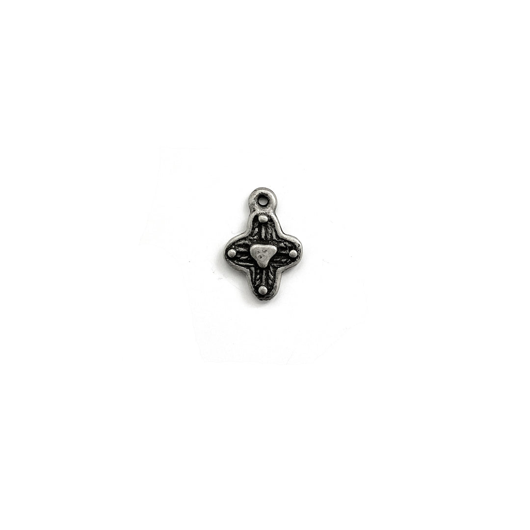 alt="Elements of Antiquity Antique Pewter Matte Textured Heart Cross Charm"