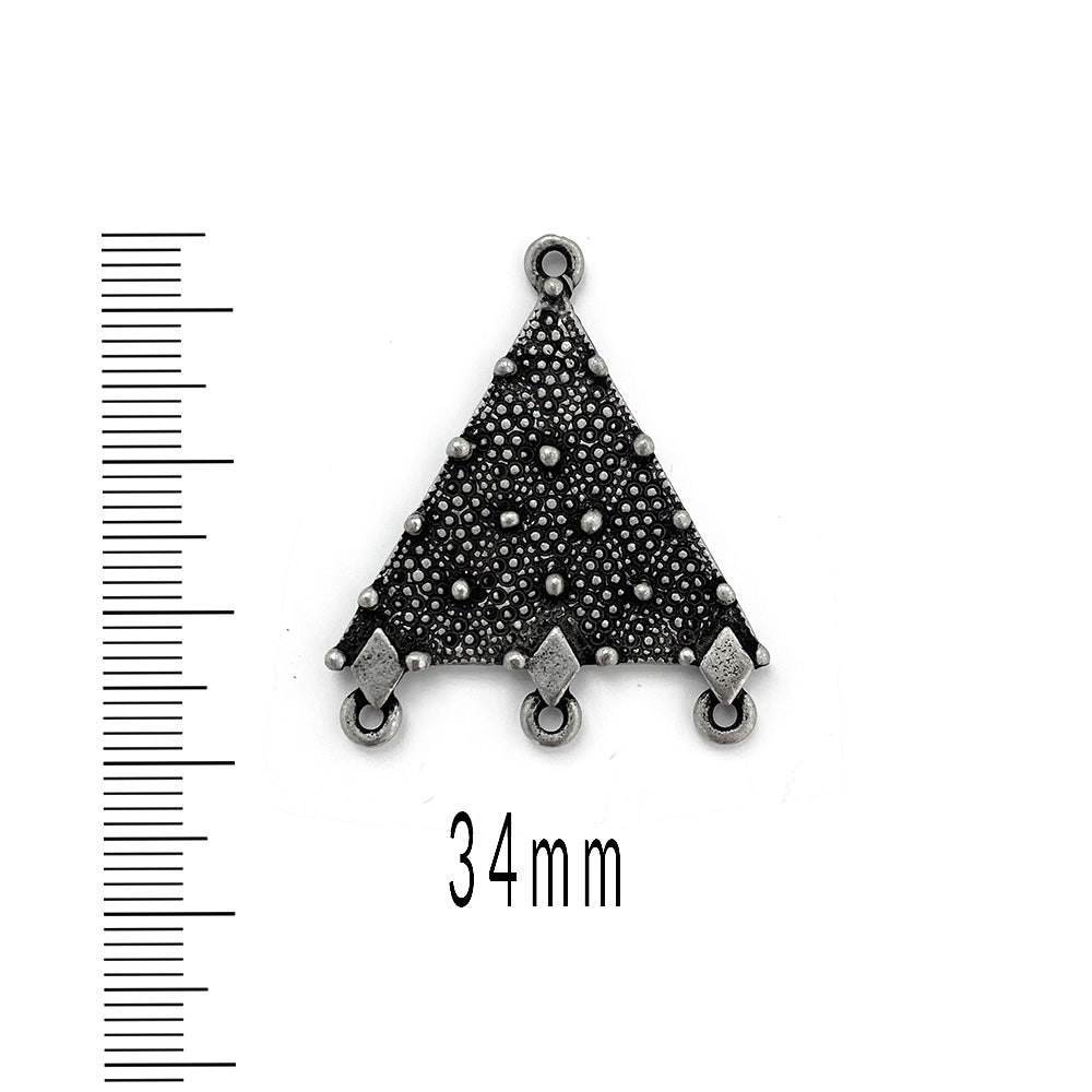 Antique Pewter Matte Textured Triangle Connector
