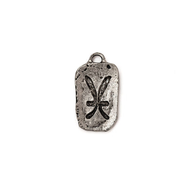 alt="elements of antiquity antique pewter pisces zodiac tag pendant"