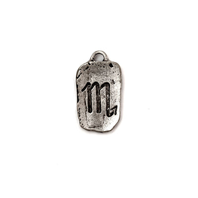 alt="elements of antiquity antique pewter scorpio zodiac tag pendant"