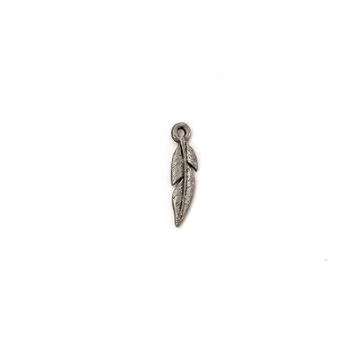 alt="elements of antiquity antique pewter small native feather charm"